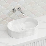 Lukka Ellips Flueted Oval Above Counter Ceramic Basin 490/575mm - Variant Colour Available