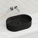 Lukka Ellips Flueted Oval Above Counter Ceramic Basin 490/575mm - Variant Colour Available