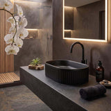 Lukka Ellips Flueted Oval Above Counter Ceramic Basin 490/575mm - Variant Colour Available