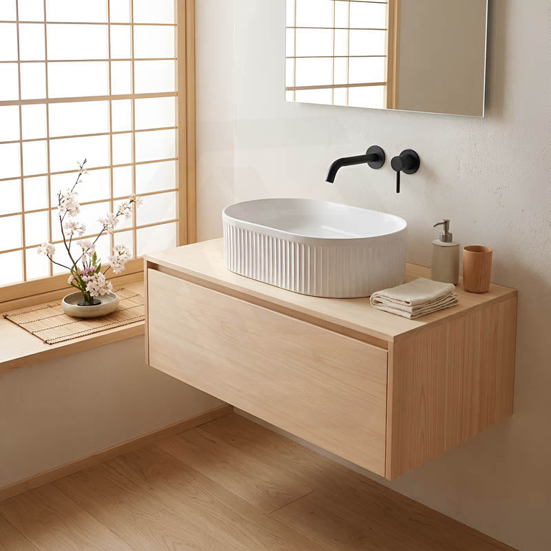 Lukka Ellips Flueted Oval Above Counter Ceramic Basin 490/575mm - Variant Colour Available