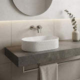 Lukka Ellips Flueted Oval Above Counter Ceramic Basin 490/575mm - Variant Colour Available