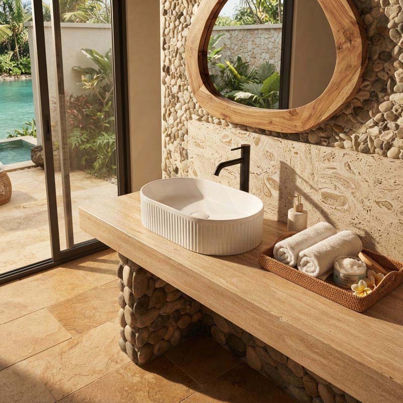 Lukka Ellips Flueted Oval Above Counter Ceramic Basin 490/575mm - Variant Colour Available