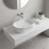Lukka Ellips Flueted Oval Above Counter Ceramic Basin 490/575mm - Variant Colour Available