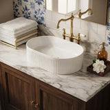 Lukka Ellips Flueted Oval Above Counter Ceramic Basin 490/575mm - Variant Colour Available