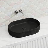 Lukka Ellips Flueted Oval Above Counter Ceramic Basin 490/575mm - Variant Colour Available