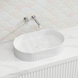 Lukka Ellips Flueted Oval Above Counter Ceramic Basin 490/575mm - Variant Colour Available