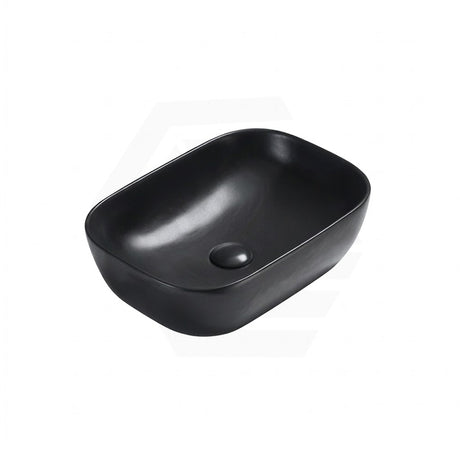 Lukka Ellips 460x320x137mm Matt Black Fine Ceramic Above Counter Basin No Overflow 