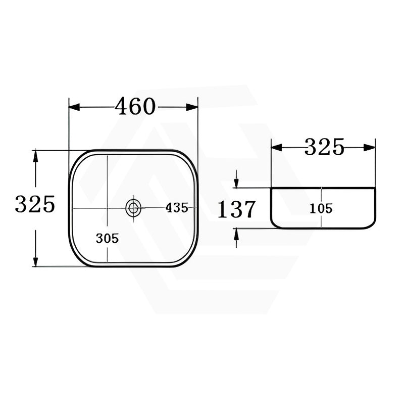 Lukka Ellips Ceramic Above Counter Basin No Overflow 460x325x137mm - Variant Colour
