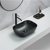 Lukka Ellips 460×320×137mm Matt Marble Black Above Counter Ceramic Basin