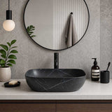 Lukka Ellips Above Counter Ceramic Basin 460×320×137mm - Matt Marble Black