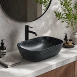 Lukka Ellips Above Counter Ceramic Basin 460×320×137mm - Matt Marble Black