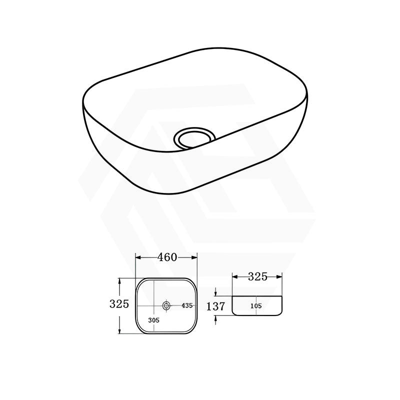 Lukka Ellips 460×320×137mm Matt Marble Black Above Counter Ceramic Basin
