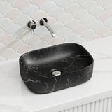 Lukka Ellips Above Counter Ceramic Basin 460×320×137mm - Matt Marble Black