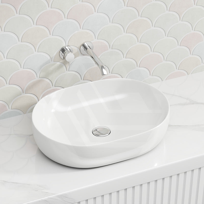 Lukka 490x350x140mm Ellips Oval Above Counter Ceramic Basin - Colour Available