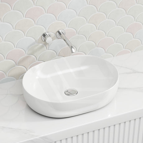 Lukka Ellips Oval Above Counter Ceramic Basin 490x350x140mm - Colour Available