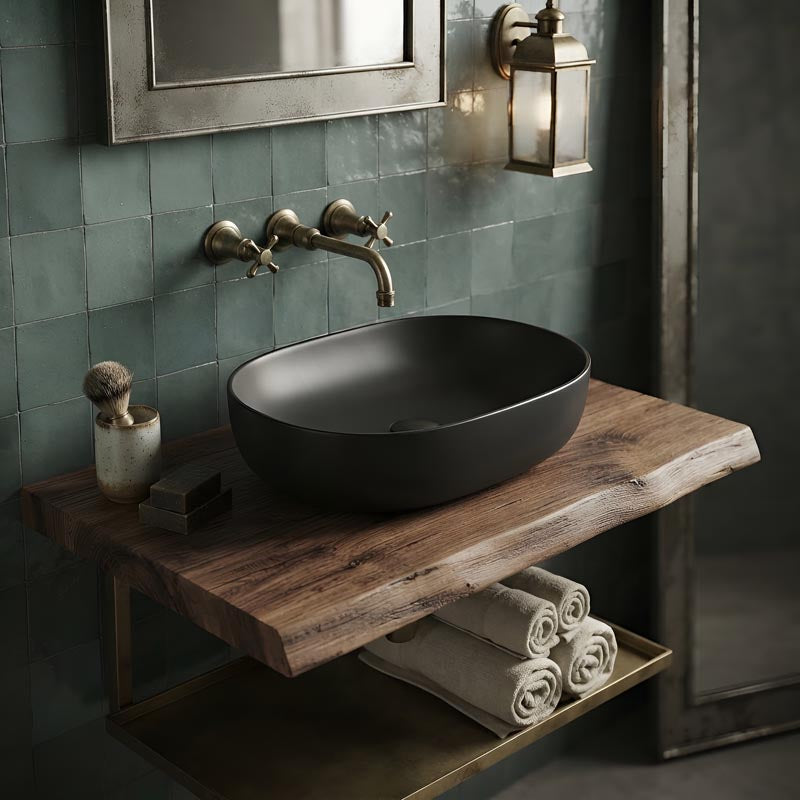 Lukka Ellips Oval Above Counter Ceramic Basin 490x350x140mm - Colour Available