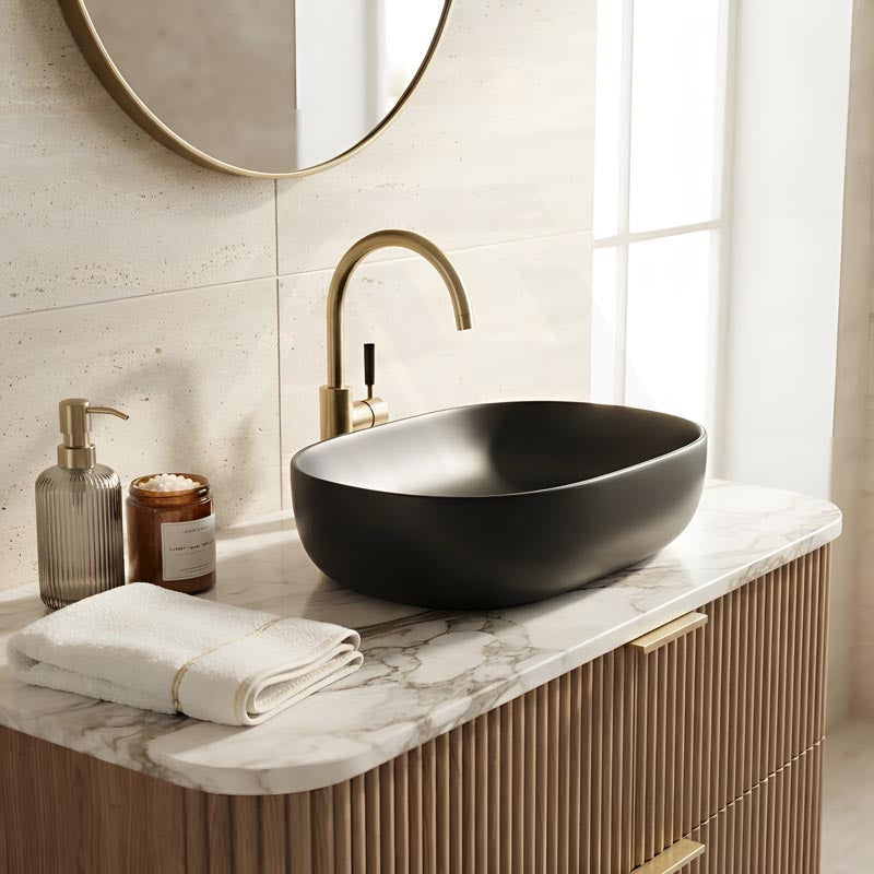 Lukka Ellips Oval Above Counter Ceramic Basin 490x350x140mm - Colour Available
