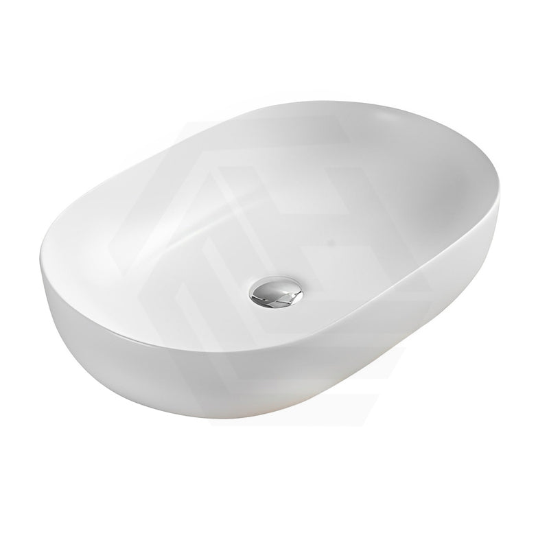 Lukka 490x350x140mm Oval Matt White Above Counter Ceramic Basin