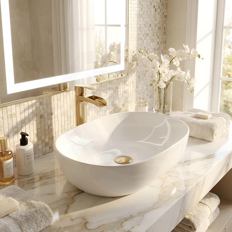 Lukka Ellips Oval Above Counter Ceramic Basin 490x350x140mm - Colour Available