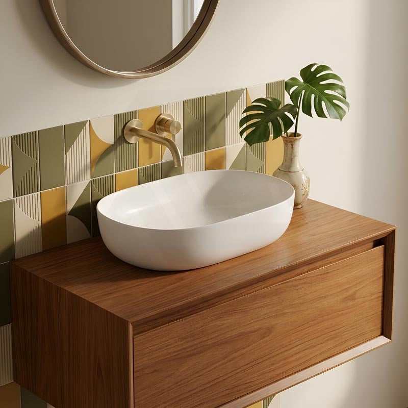 Lukka Ellips Oval Above Counter Ceramic Basin 490x350x140mm - Colour Available