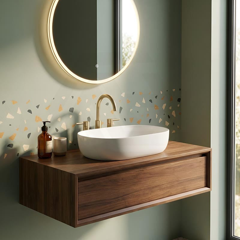 Lukka Ellips Oval Above Counter Ceramic Basin 490x350x140mm - Colour Available