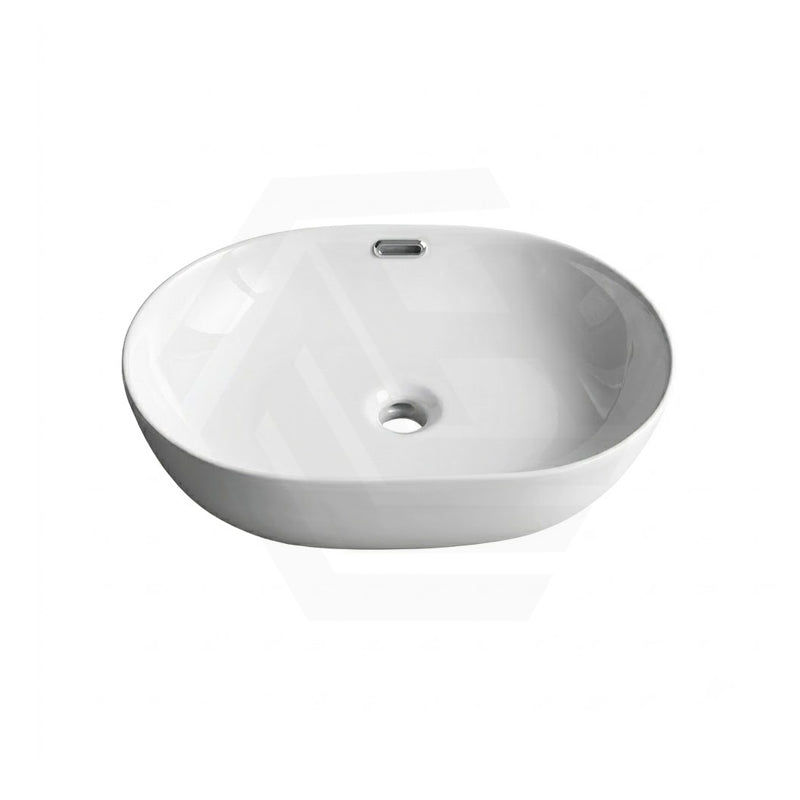 Lukka Ellips 490x365x135mm Oval Above Counter Ceramic Basin With Overflow Gloss White
