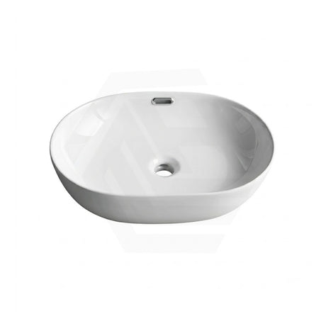 Lukka Ellips 490x365x135mm Oval Above Counter Ceramic Basin With Overflow Gloss White