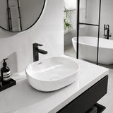 Lukka Ellips Oval Above Counter Ceramic Basin with Overflow 490/610mm - Gloss/Matt White