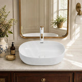 Lukka Ellips Oval Above Counter Ceramic Basin with Overflow 490/610mm - Gloss/Matt White