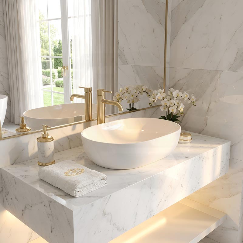 Lukka Ellips Oval Above Counter Ceramic Basin 490x350x140mm - Colour Available