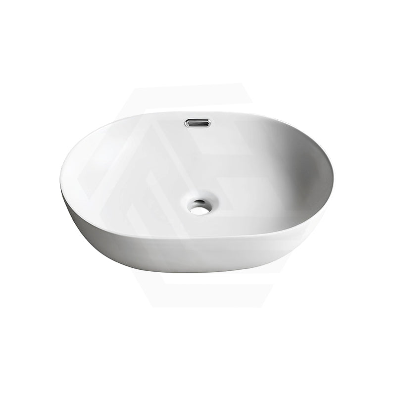 Lukka Ellips 490x365x135mm Oval Above Counter Ceramic Basin With Overflow Matt White