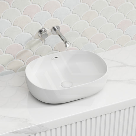 Lukka Ellips Oval Above Counter Ceramic Basin with Overflow 490/610mm - Variant Colour Available