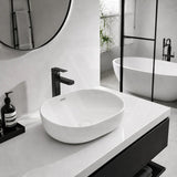 Lukka Ellips Oval Above Counter Ceramic Basin with Overflow 490/610mm - Gloss/Matt White