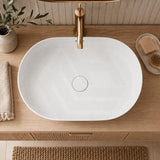 Lukka Ellips Oval Above Counter Ceramic Basin with Overflow 490/610mm - Gloss/Matt White