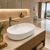 Lukka Ellips Oval Above Counter Ceramic Basin with Overflow 490/610mm - Gloss/Matt White
