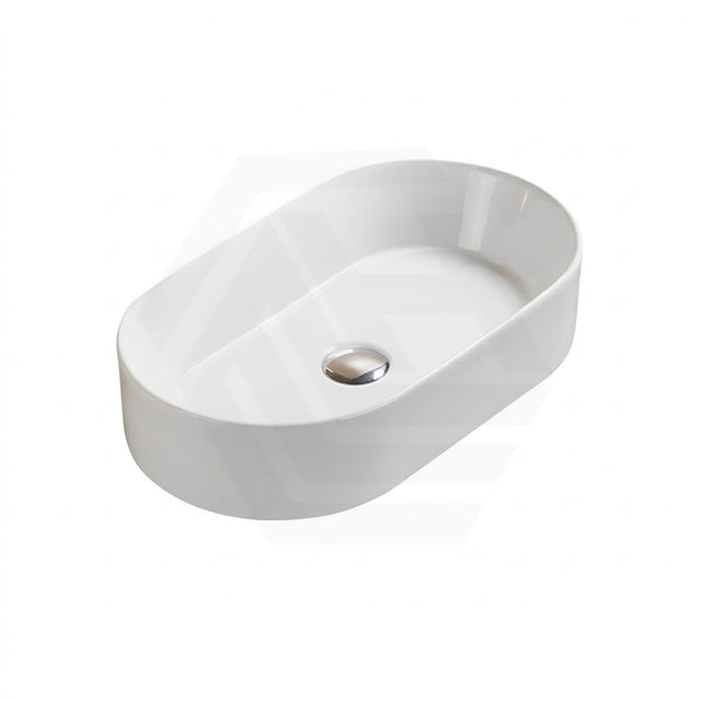 Lukka Ellips 525x300x110mm Oval Above Counter Ceramic Basin Gloss White