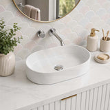 Lukka Ellips Oval Above Counter Ceramic Basin 525x300x110mm Variant Colour Available