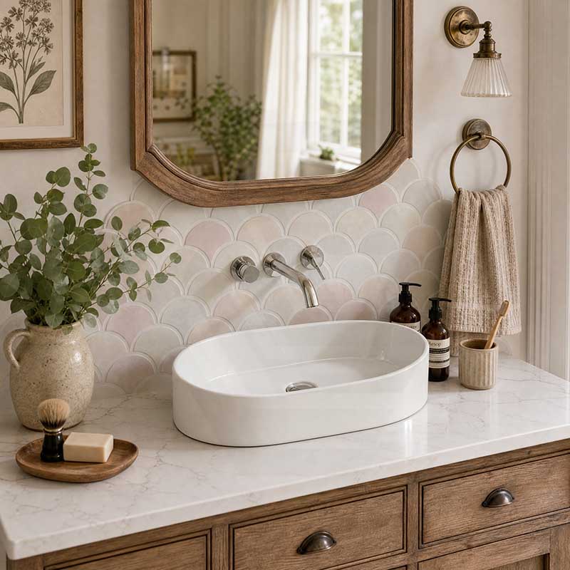 Lukka Ellips Oval Above Counter Ceramic Basin 525x300x110mm Variant Colour Available