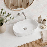 Lukka Ellips Oval Above Counter Ceramic Basin 525x300x110mm Variant Colour Available