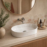 Lukka Ellips Oval Above Counter Ceramic Basin 525x300x110mm Variant Colour Available