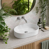 Lukka Ellips Oval Above Counter Ceramic Basin 525x300x110mm Variant Colour Available