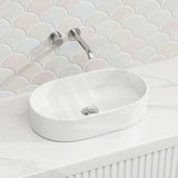 Lukka Ellips Oval Above Counter Ceramic Basin 525x300x110mm Variant Colour Available