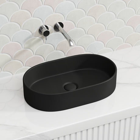 Lukka Ellips Oval Above Counter Ceramic Basin 525x300x110mm Variant Colour Available