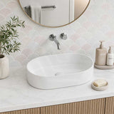 Lukka Ellips Oval Above Counter Ceramic Basin 525x300x110mm Variant Colour Available