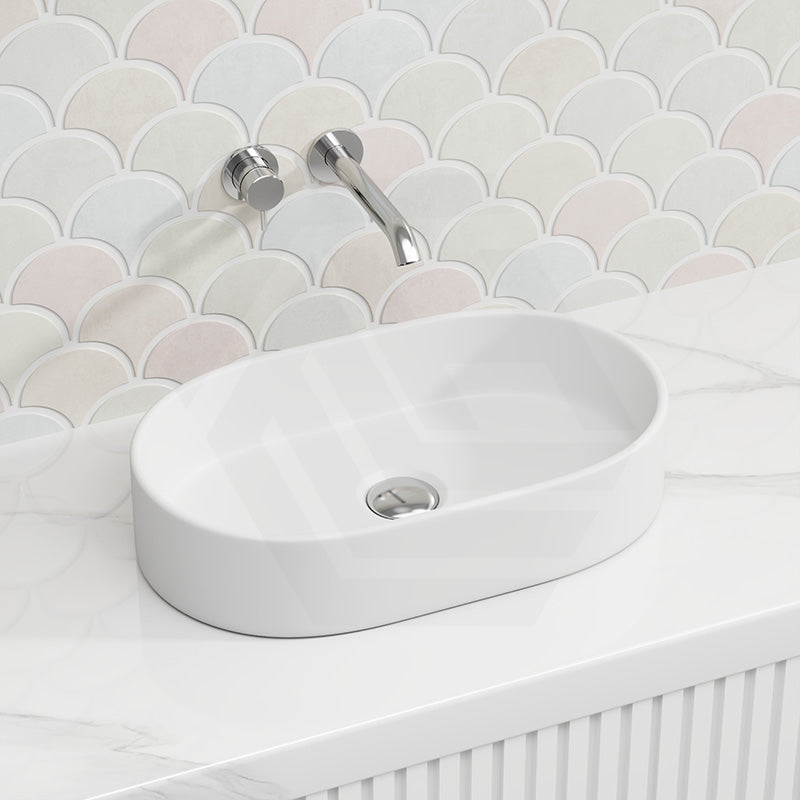 Lukka Ellips Oval Above Counter Ceramic Basin 525x300x110mm Variant Colour Available
