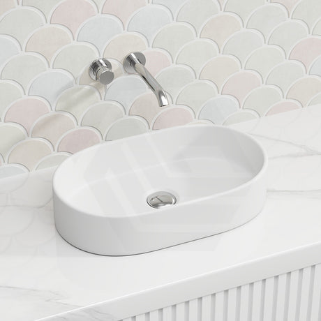 Lukka Ellips Oval Above Counter Ceramic Basin 525x300x110mm Variant Colour Available