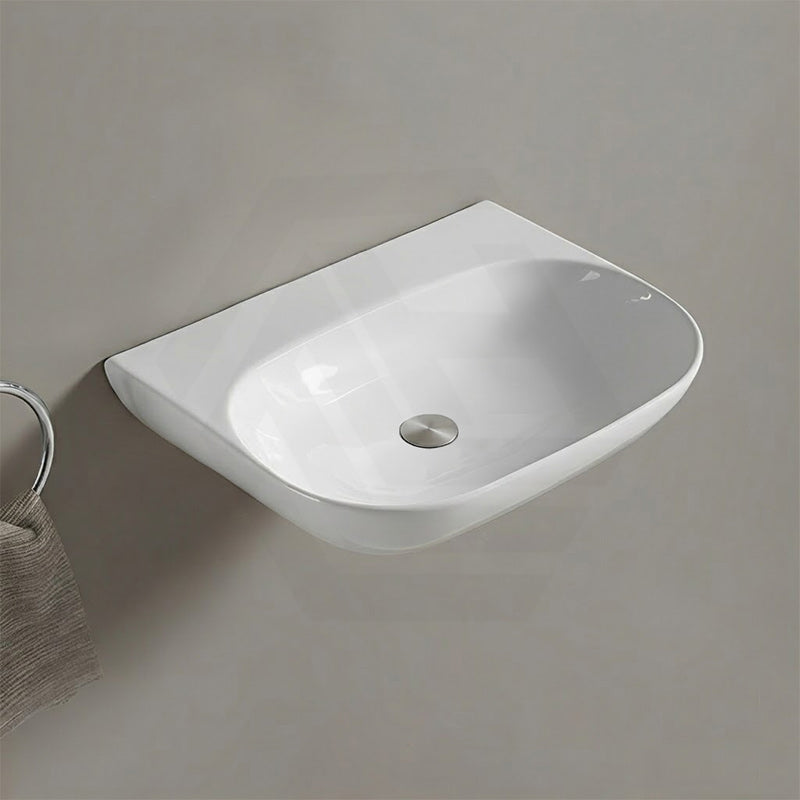 Lukka Ellips Ceramic Wall Hung Basin Tap Hole Available  500x385x120mm - Gloss White