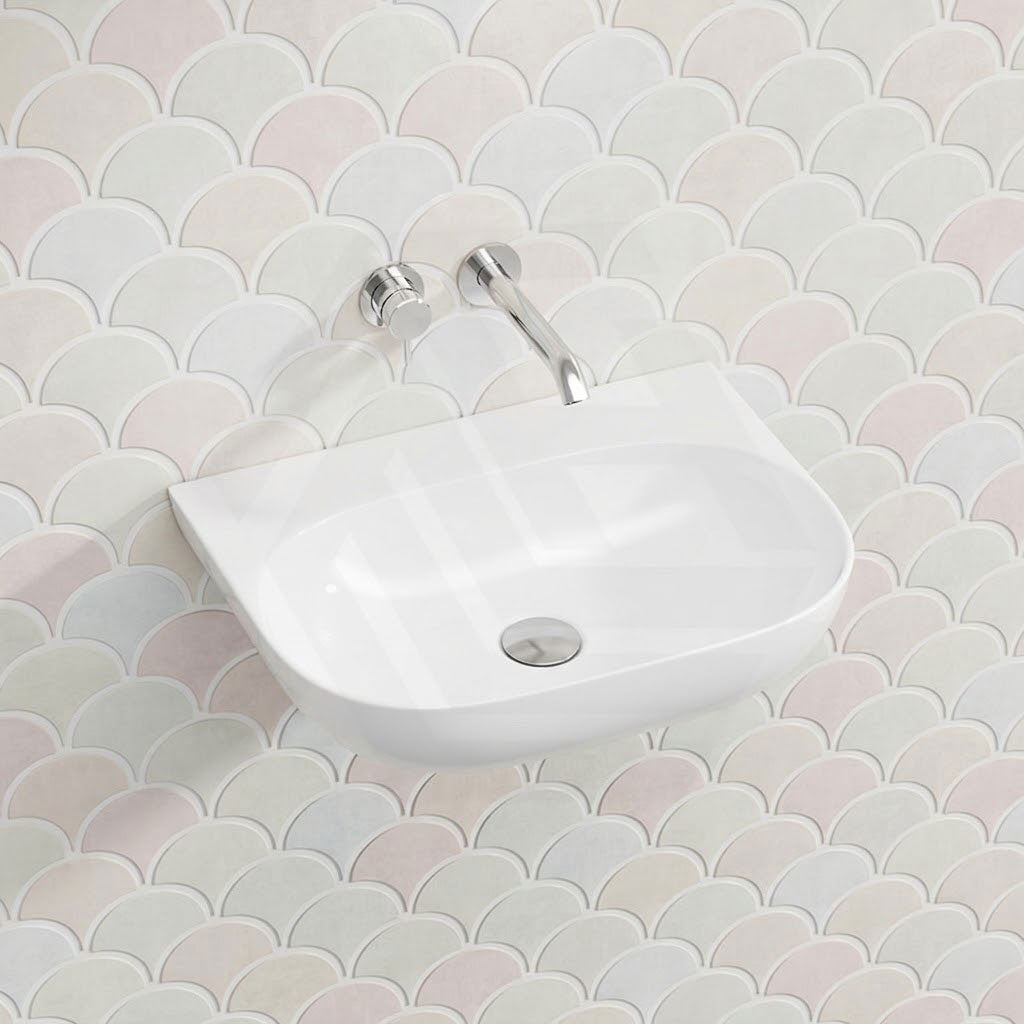 Lukka Ellips Ceramic Wall Hung Basin Tap Hole Available  500x385x120mm - Gloss White