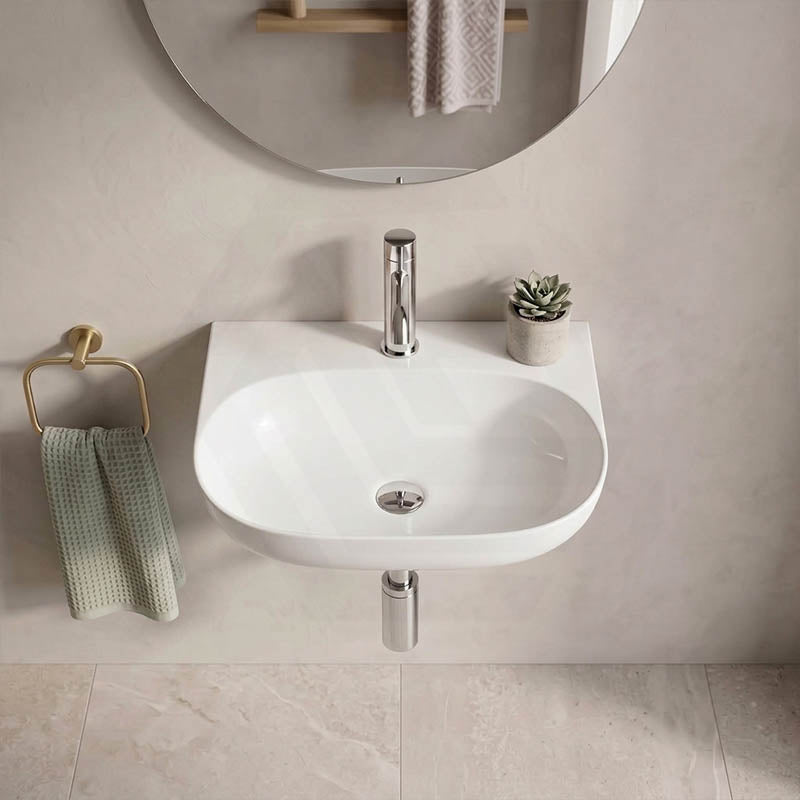 Lukka Ellips Ceramic Wall Hung Basin NO Overflow Tap Hole Available 500x385x120mm - Gloss White