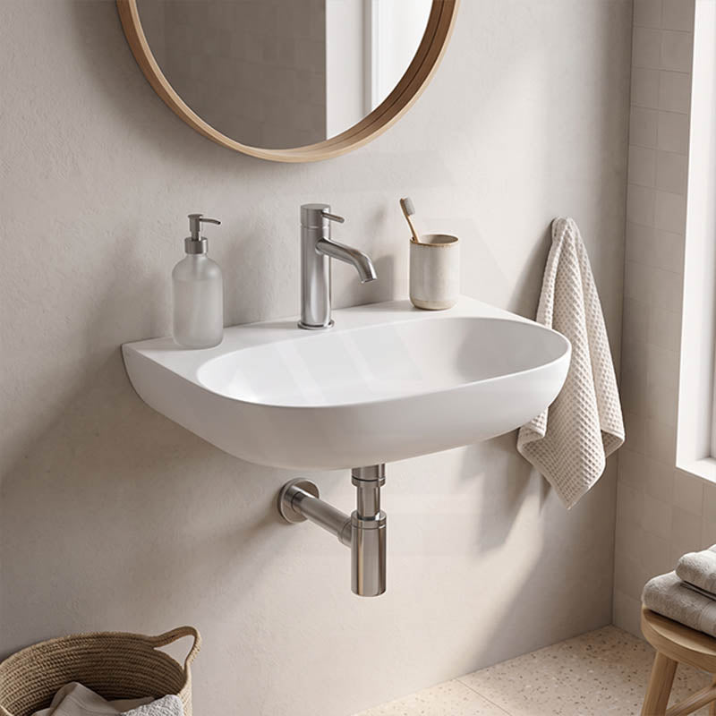 Lukka Ellips Ceramic Wall Hung Basin NO Overflow Tap Hole Available 500x385x120mm - Gloss White